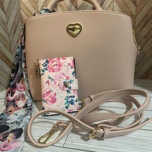 Betsy Johnson blush pink purse with small wallet